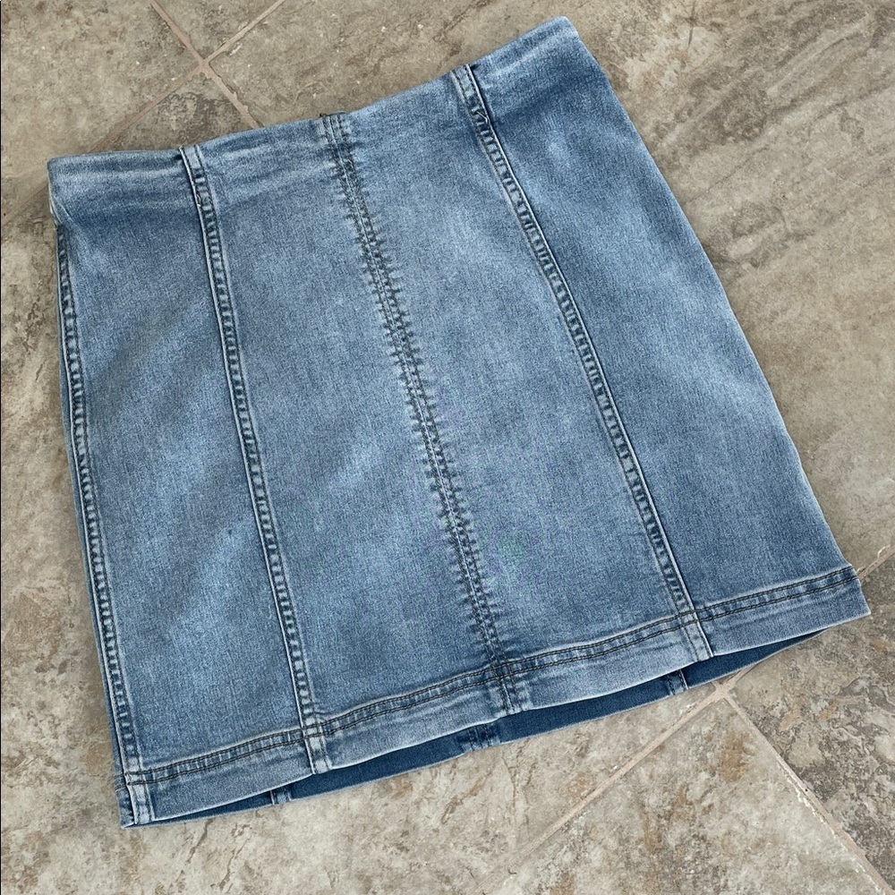 Free People Light Blue Denim Mini Skirt